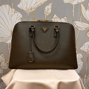 Prada Promenade Dome Olive Satchel